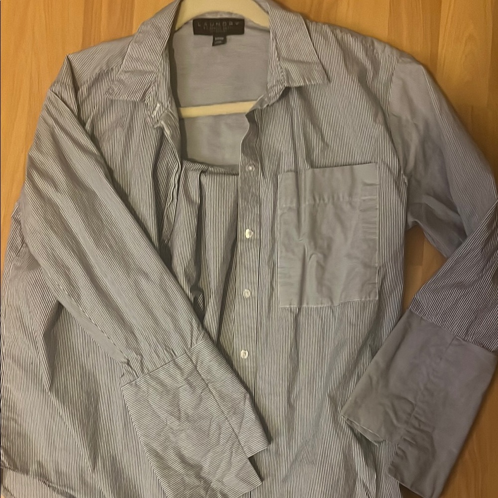 Laundry By Shelli Segal Blue Striped Button Down Shirt